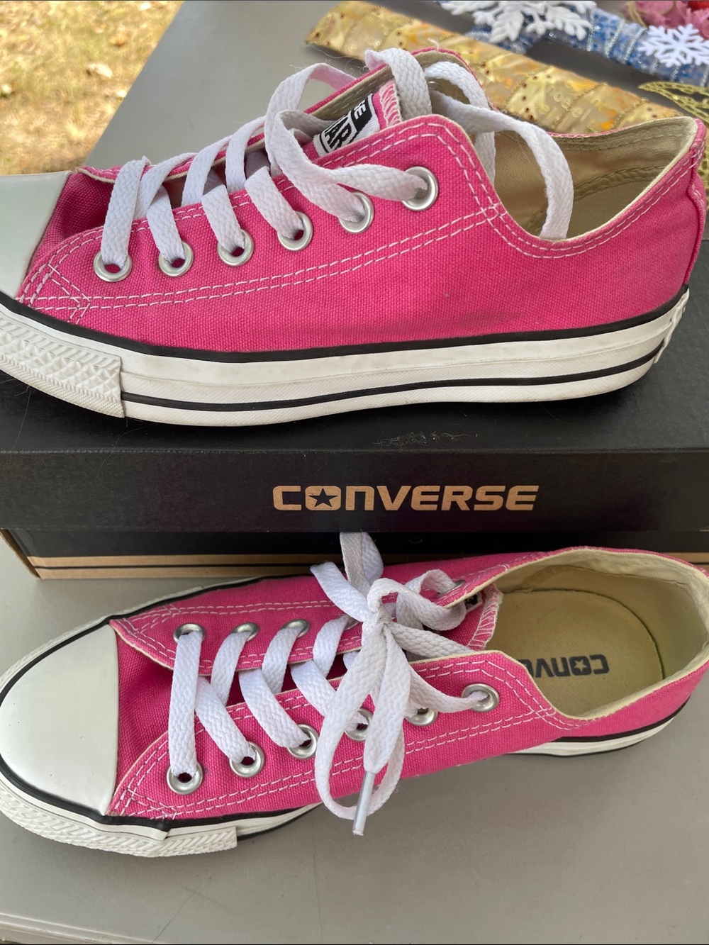Converse Kids Hot Pink Low Top Canvas Sneakers